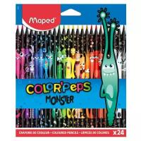 Карандаши цветные MAPED "COLOR PEP'S Black Monster", набор 24 цвета, пластиковый корпус, 862624