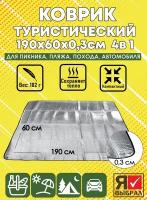 Коврик туристический складной фольгированный каремат 190х60х0,3 см для пикника, в палатку, для отдыха и спорта на природе