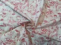 Ткань для шитья лен хлопок петухи красные