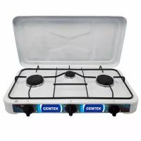 Плита газовая 3 комф. Centek CT-1522 /бел, крышка, сменные форсунки/