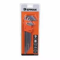 Ермак Набор ключей TORX-профиль 9 пр, T10 - T50, длина 95 - 220мм