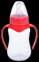 Бутылочка для кормления детская приталенная, с ручками, 150 мл, от 0 мес., цвет красный