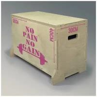 Плиобокс, опора для прыжков универсальный с розовым принтом "No pain no gain" - 109