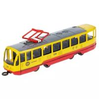 Модель Технопарк Трамвай желто-красный, инерционный, свет, звук ТRАМ71403-18SL-RDYЕ