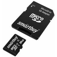 SB64GBSDU1A-AD, карта памяти Micro SDXC U3 64GB Class 10 4K ULTRA HD, с адаптером, SmartBuy