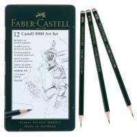 Набор карандашей чернографитных разной твердости Faber-Castel CASTELL 9000, 12 штук, 8B-2H, металлический пенал