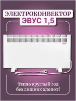 Обогреватель конвектор, электрообогреватель с терморегулятором настенный, напольный, конвектор эвус 1,5 кВт термостат, 15 кв. м, 1500 Вт