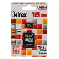 Карта памяти 16Gb - Mirex MicroSD Class 10 UHS-I 13613-ADSUHS16 с адаптером SD (Оригинальная!)