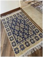 Коврик L'cadesi Kilim Usak из хлопка 60x120 кремовый-синий