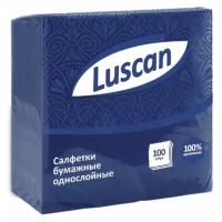 Салфетки бумажные Luscan 1-слойные, 24х24 см, 100 шт, синие