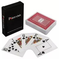 Карты игральные 100% пластик Poker club, красный 54 шт