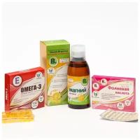 Набор витаминов Vitamuno, Раствор Магний + B6, Фолиевая кислота + Омега-3 льняное масло