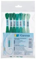 Нитки для вышивания Gamma набор мулине спектр 100% хлопок 7x8 м emerald