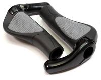 Грипсы/ручки для велосипеда TRIX, 150 мм, резиновые, с рогами, 2-х компонентные,с торцевыми заглушками,черно-серые