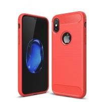 Чехол силиконовый для iPhone XR 6.1 Carbon series красный