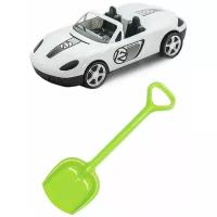 Игрушки для песочницы для снега Детский автомобиль Кабриолет белый + Лопатка 50 см. салатовая