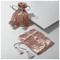 Мешочек подарочный бархатный с кисточкой, 10*12см, цвет розовый
