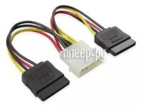 Кабель питания-разветвитель 0.15m SATA GCR, MOLEX 4pin / 2 x SATA 15pin