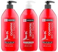 Набор для ухода за волосами 3W Clinic Red ginseng shampoo aging treatment set 500млх3