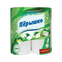 Перышко Полотенца бумажные бытовые, спайка 2 шт, 2-х слойные (2х13 м), перышко, белые, 1018, 16 шт