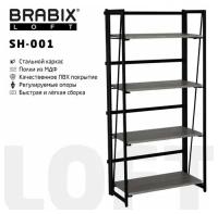 Стеллаж на металлокаркасе BRABIX "LOFT SH-001", 600х300х1250 мм, складной, цвет дуб антик, 641229