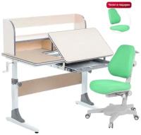 Комплект Anatomica Smart-30 парта + кресло + органайзер клен/серый с зеленым креслом Armata