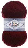 Пряжа Alize Lanagold 800, 49 % шерсть, 51 % акрил, 100 г, 800 м, 5 шт., 57 бордовый 800 м