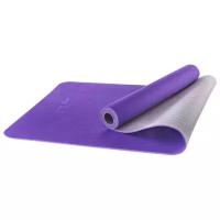 Коврик для йоги FM-201, TPE, 173x61x0,5 см, фиолетовый/серый, Starfit
