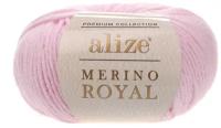 Пряжа Alize Merino Royal - 1 шт, 31 светло розовый, 100 м/50 г, 100% мериносовая шерсть /Ализе мерино роял/