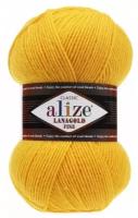 Пряжа для вязания ALIZE 'Lanagold fine', 100г, 390м (49% шерсть, 51% акрил) (216 жёлтый), 5 мотков