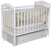 Детская кроватка для новорожденных Антел Алита 4/6 с универсальным маятником (поперечный/продольный), ящиком, съемной стенкой, цвет белый