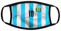 Маска защитная многоразовая с принтом на тему ЧМпо футболу 2018, форма - Месси, Аргентина (Messi, Argentina). Со сменными фильтрами