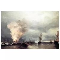 Репродукция на холсте Морское сражение при Выборге 29 июня 1790 года (Sea battle at Vyborg June 29, 1790) Айвазовский Иван 45см. x 30см