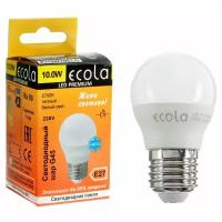 Лампа светодиодная ECOLA globe Premium 10,0W G45 220V E27 2700K шар (композит) 82x45