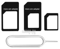 Адаптер для Sim-карт 3 в 1 EX-AD-398, с ключом для извлечения, mirco/nano/standart, черный