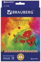 BRAUBERG Карандаши цветные Цветы 18 цветов (181289)