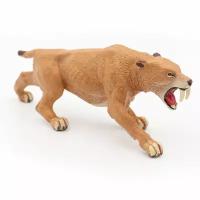 Фигурка доисторического животного Zateyo Саблезубый тигр, Смилодон, игрушка для детей коллекционная, декоративная 15.3х4.7х5.8 см