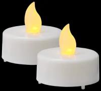 Набор чайных свечей PAULO (2 шт.), белые, LED-огни мерцающие, 4х4 см, STAR trading