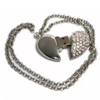 Flash drive Сердце со стразами (16 Гб / GB USB 2.0 Серебро/Silver HEART_BD Необычный подарок на день рождения любимой женщине в интернет магазине)