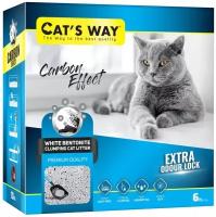 Cats way Box White Cat Litter With Active Carbon наполнитель комкующийся для кошачьего туалета без запаха с углем - 6 л ( коробка)