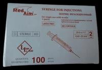 Шприц 3-комп. однораз. 2мл игла 23G (0,63х32) LuerLock MedAim 100шт/уп