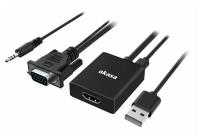 Кабель AKASA VGA to HDMI with Audio & USB cable for power,1080p@60Hz AK-CBHD23-20BK