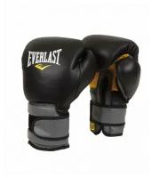 Перчатки тренировочные на липучке Everlast Pro Leather Strap 10oz черные