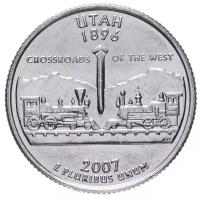 Памятная монета 25 центов (квотер, 1/4 доллара). Штаты и территории. Юта. США, 2007 г. в. Монета в состоянии UNC (без обращения)