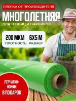 Пленка для теплиц 200 мкм укрывная тепличная многолетняя 6х5м