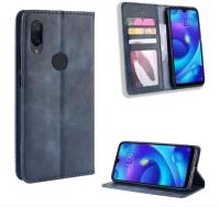 Чехол-книжка MyPads для Xiaomi Redmi Note 7/ Note 7 Pro / Xiaomi Redmi Note 7S Caso retrò из импортной кожи с мульти-подставкой и визитницей, синий