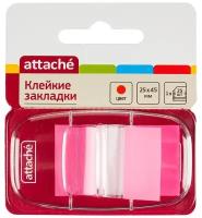 Клейкие закладки Attache пластиковые 1 цвет по 25 листов 25x45 мм