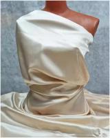 Ткань для шитья и рукоделия креп сатин(Атлас) на отрез цвет Молочный