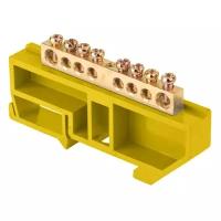 Шина 0 N 6х9мм 8 отверстий латунь желтый изолятор на DIN-рейку PROxima sn0-63-08-dz EKF