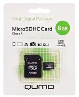 Карта флэш-памяти MicroSD 8 Гб Qumo +SD адаптер (class 4)